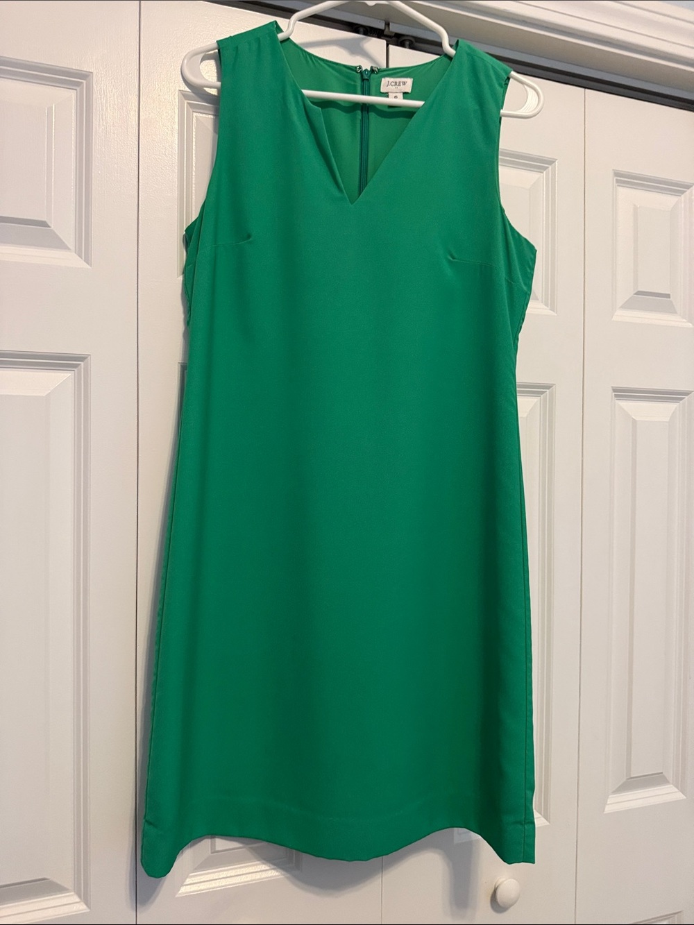 J. Crew Bright Green V-Neck Sleeveless Midi Dress